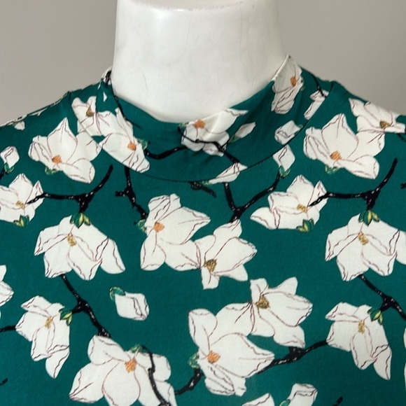 Rag and Bone Sabeen Floral Mockneck Sleeveless Top Green Stretch Slim Fit Sz XS - Picture 5 of 15